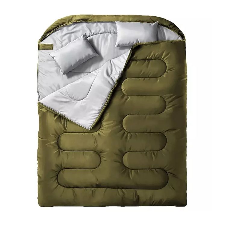 Wasserdichter Campingschlafsack für 2 Personen mit 2 Kissen