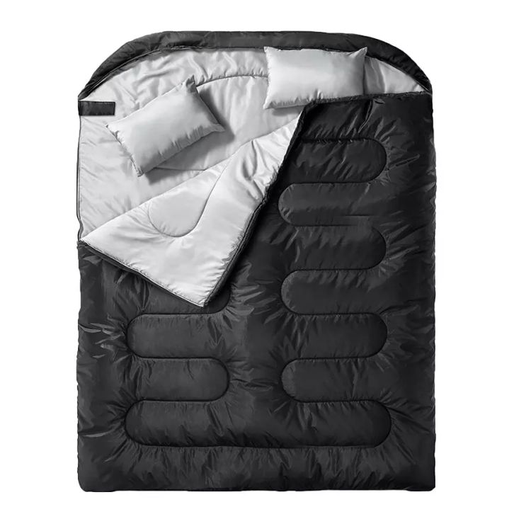 Wasserdichter Campingschlafsack für 2 Personen mit 2 Kissen