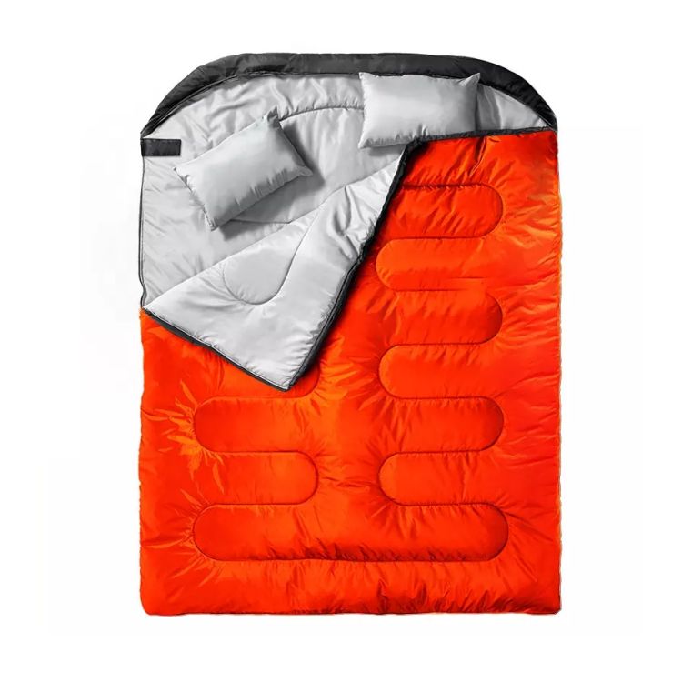 Wasserdichter Campingschlafsack für 2 Personen mit 2 Kissen