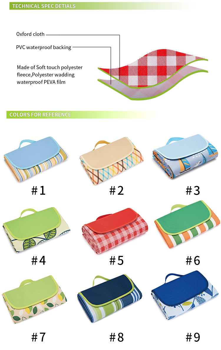 30 Design Outdoor gefaltete Oxford Picknickmatten & Strandunterlagen