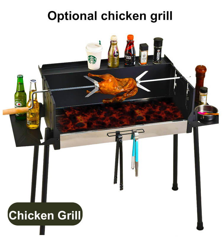 Tragbarer Camping-Holzkohlegrill mit Hähnchenhalter und einstellbarer Temperatur