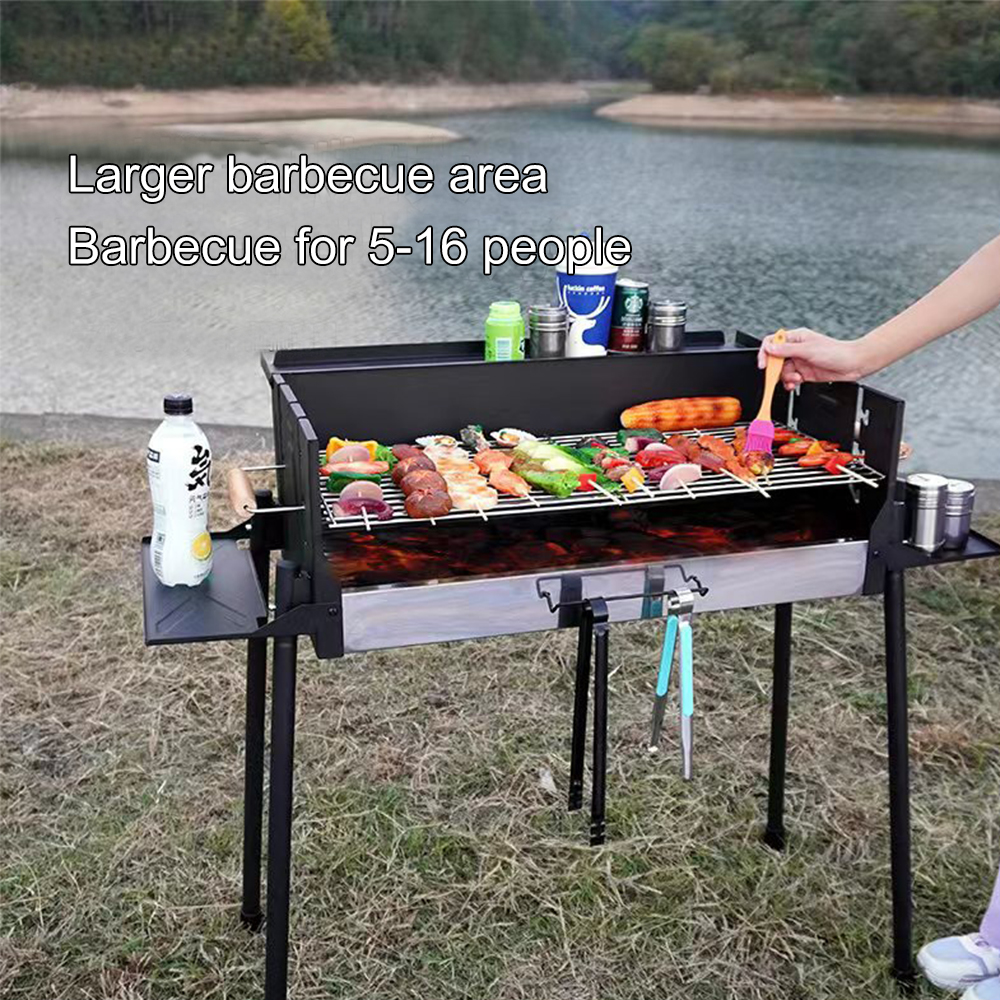 Tragbarer Camping-Holzkohlegrill mit Hähnchenhalter und einstellbarer Temperatur