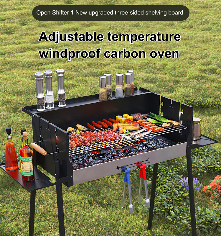 Tragbarer Camping-Holzkohlegrill mit Hähnchenhalter und einstellbarer Temperatur