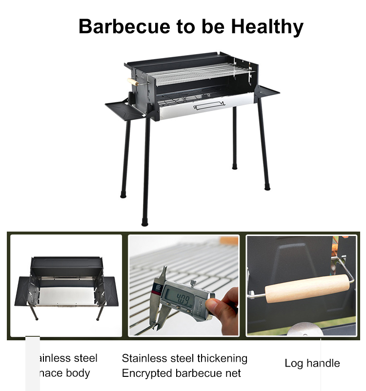 Tragbarer Camping-Holzkohlegrill mit Hähnchenhalter und einstellbarer Temperatur