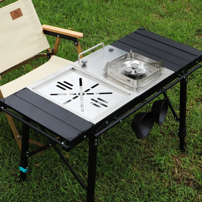2023 Klappbarer BBQ-Grilltisch aus Aluminium für Camping – höhenverstellbar, tragbar, leicht