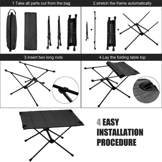 Campingtisch aus Stoff für den Außenbereich – Oxford Roll-up-Klapptisch, Aluminiumrahmen