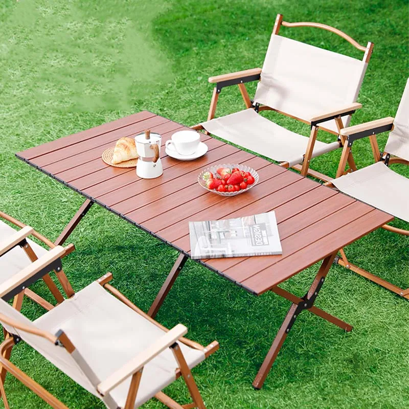Aufrollbarer Outdoor-Campingtisch und 4 Kermit-Stühle im Set