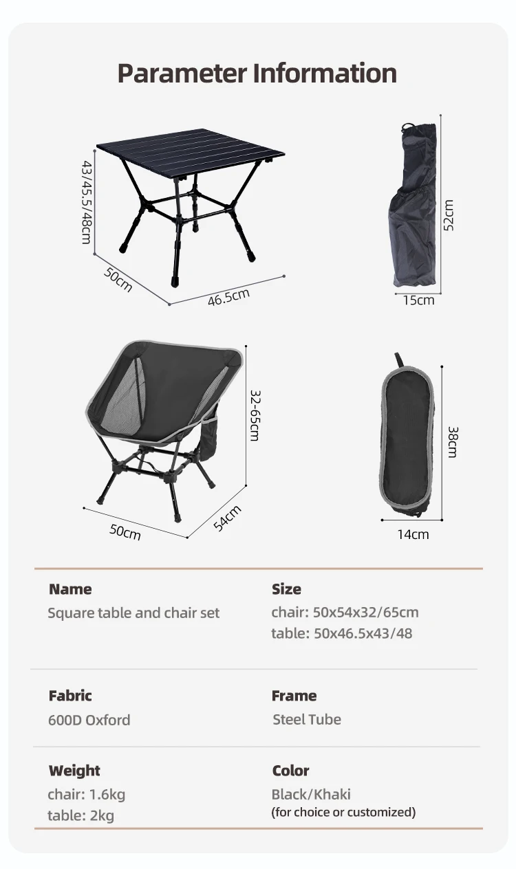 Tragbares Campingmöbel-Set - Klapptisch und Stühle aus Aluminium