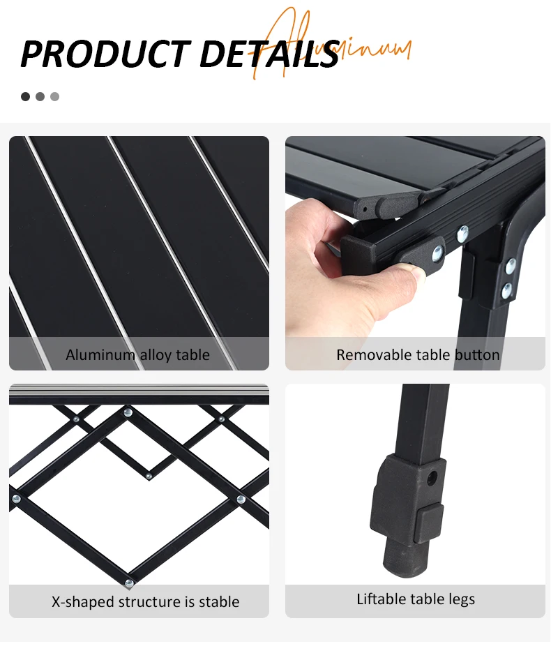 Höhenverstellbare Campingtische aus Aluminium