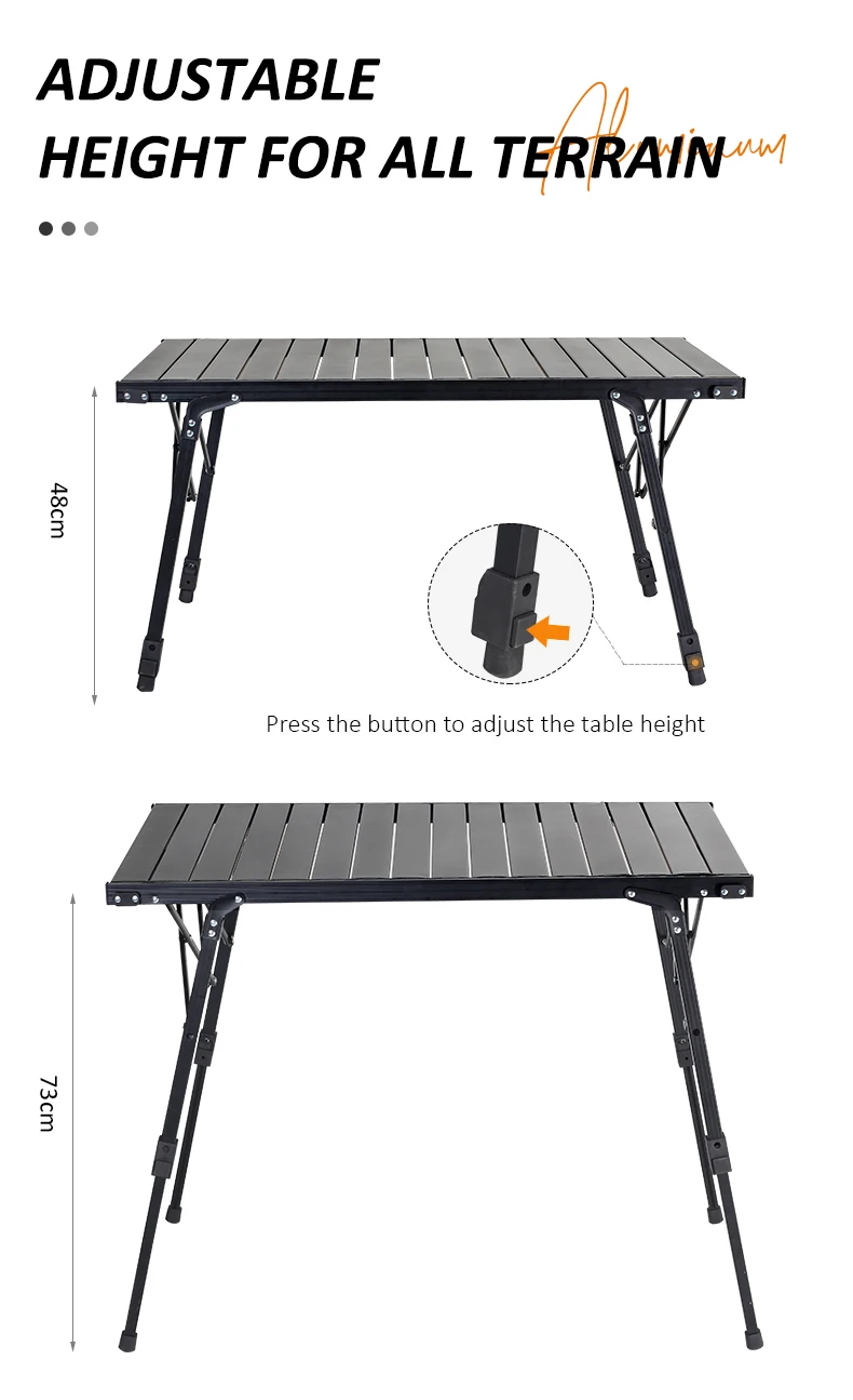 Höhenverstellbare Campingtische aus Aluminium