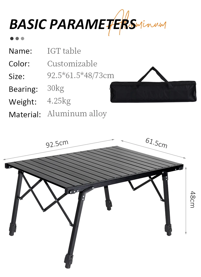 Höhenverstellbare Campingtische aus Aluminium