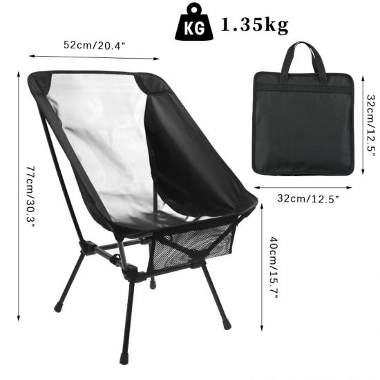 Faltbarer Outdoor-Campingstuhl mit transparentem Netzrucksack