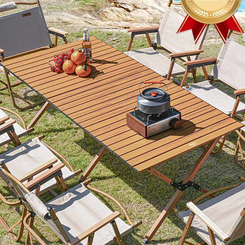 Aufrollbarer Outdoor-Campingtisch und 4 Kermit-Stühle im Set