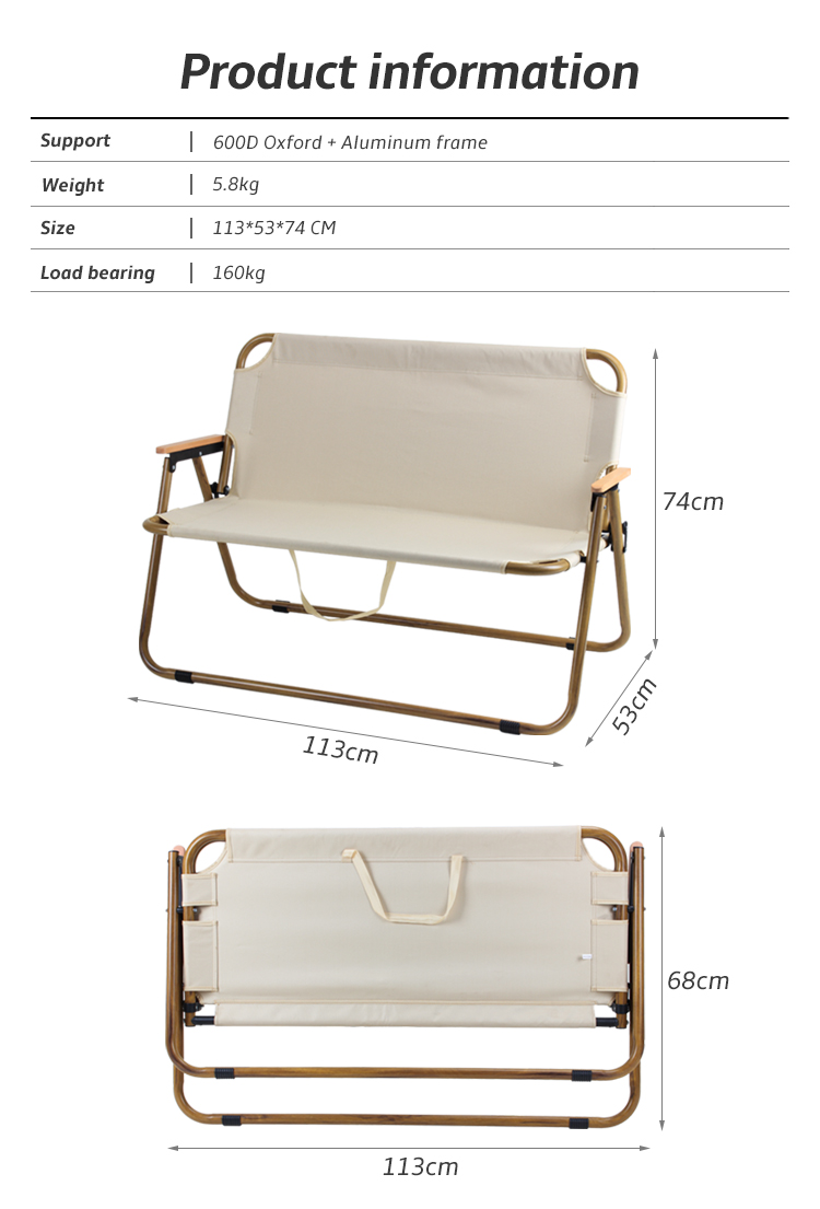 Outdoor-Doppelstühle für Strand, Garten, Camping und Picknick
