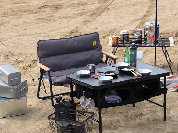 Outdoor-Doppel-Campingstuhl mit abnehmbarem Kissen