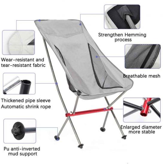 Ultraleichter faltbarer Campingstuhl aus Aluminium – tragbarer Strandstuhl