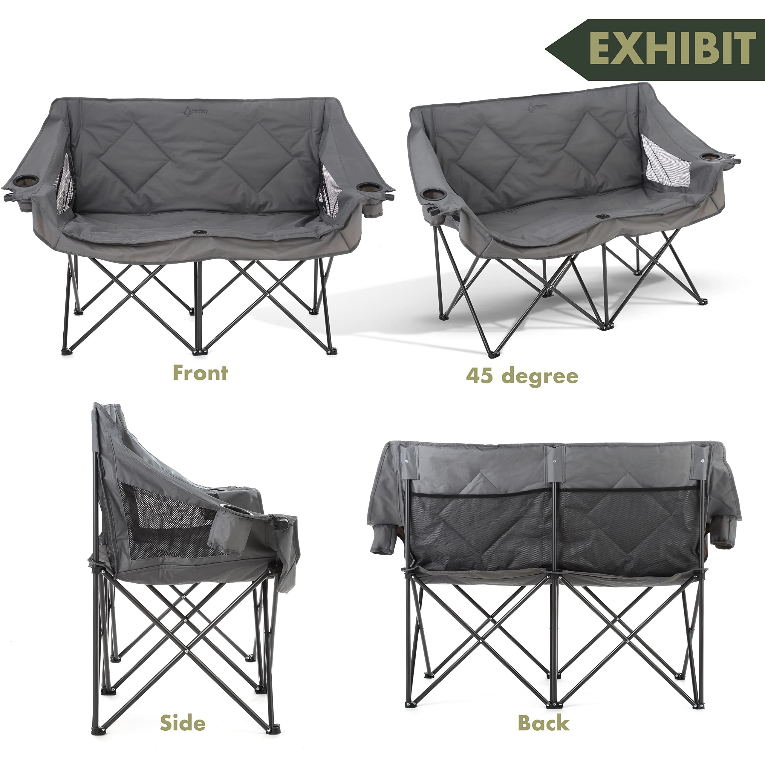 Dicker Camping-Strandstuhl mit Doppelsitz und Armlehne