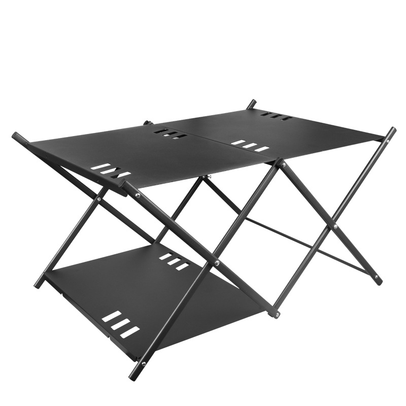 3-lagiges Aluminium-Camping-Klappregal und -Tisch