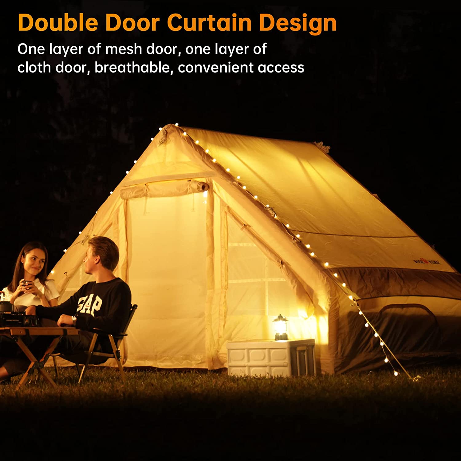 6.3/12㎡ Glamping Luxus-Aufblaszelt aus Segeltuch mit Luftmast