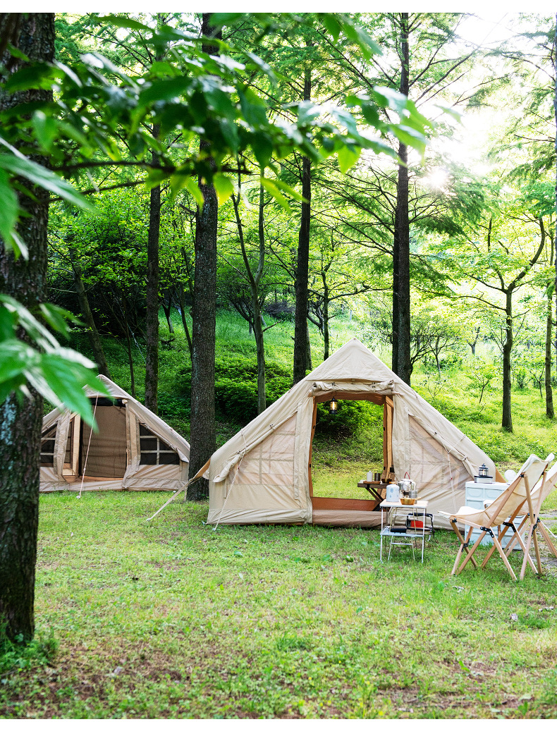 6.3/12㎡ Glamping Luxus-Aufblaszelt aus Segeltuch mit Luftmast