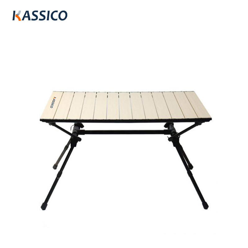 Ultraleichter tragbarer Camping-Klapptisch aus Aluminium – höhenverstellbar, aufrollbare Tischplatte