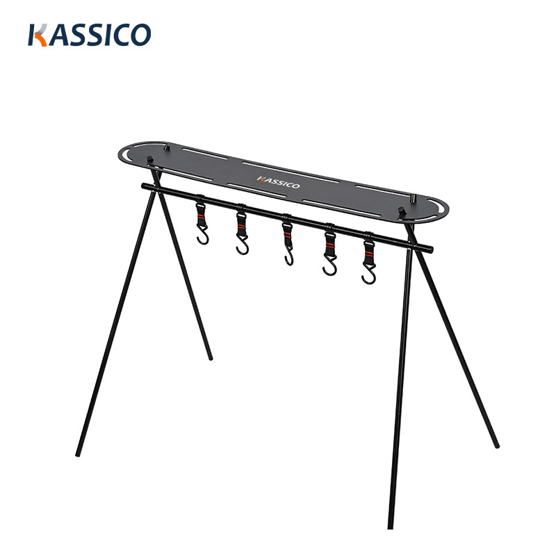 Faltbares dreieckiges Camping-Lagerregal aus Aluminium mit Tischplatte