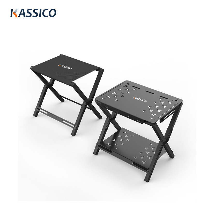 Picknicktisch aus Aluminium für den Außenbereich, klappbar, MaZa-Tisch mit Doppelbrettern