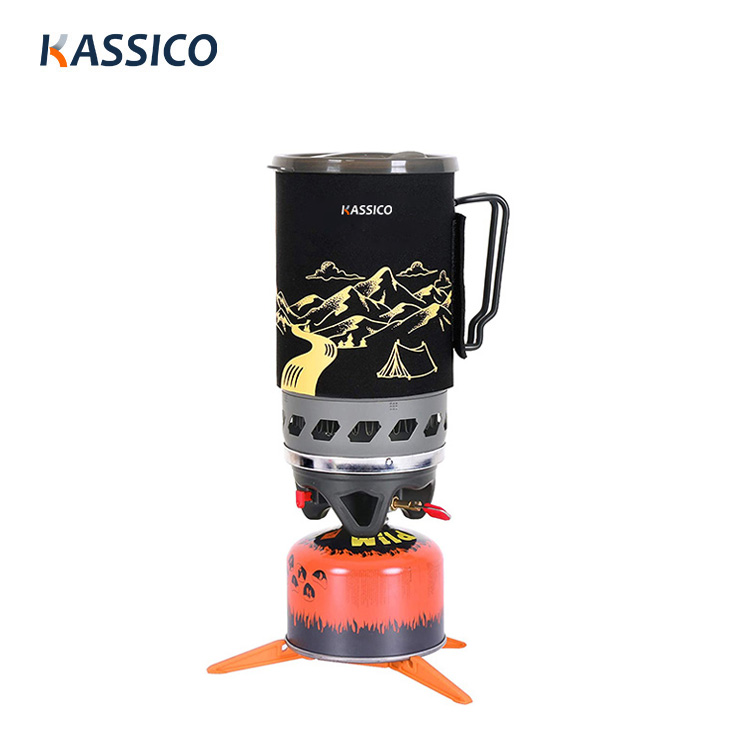 Einteiliger integrierter Camping-Gaskocher mit 1.4 Liter Topf
