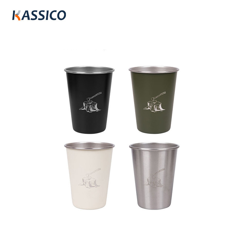 304 Edelstahl Outdoor Camping Wasserbecher - Vierteiliger Anzug