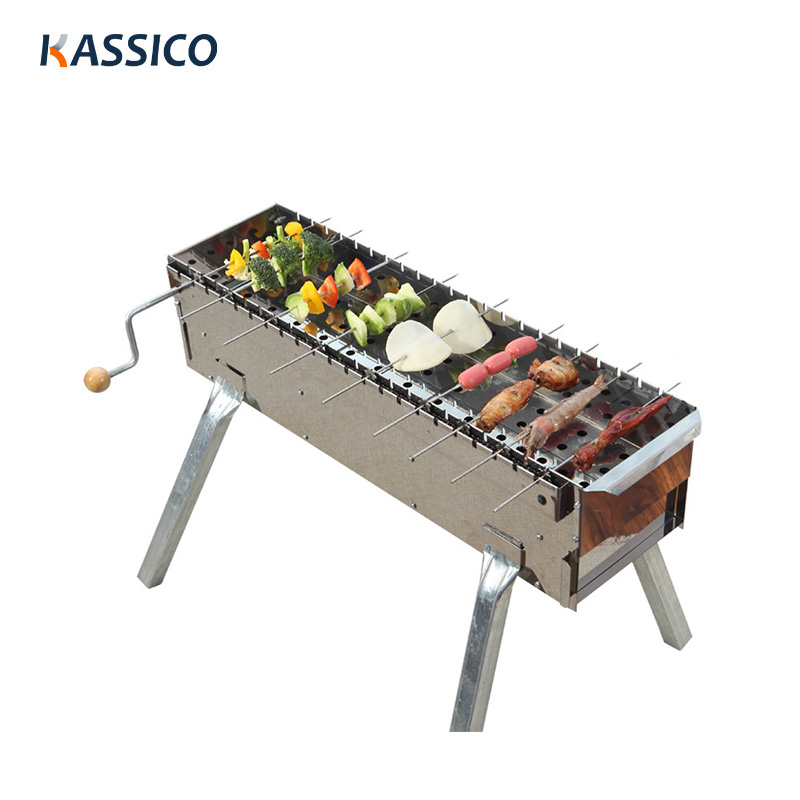 Holzkohlegrill aus Edelstahl mit 360°-Drehung