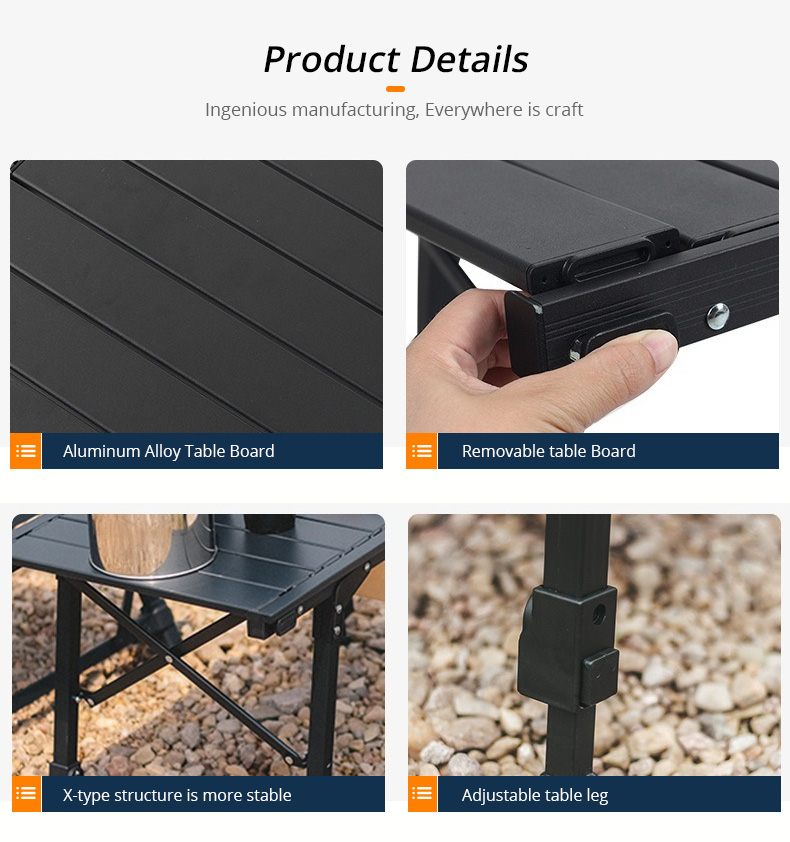 Tragbarer schwarzer IGT-Picknicktisch für Outdoor-Camping-Grillgarten