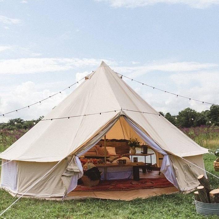 Luxuriöses Camping-Rundzelt aus Baumwoll-Canvas - Glamping-Jurtenzelt