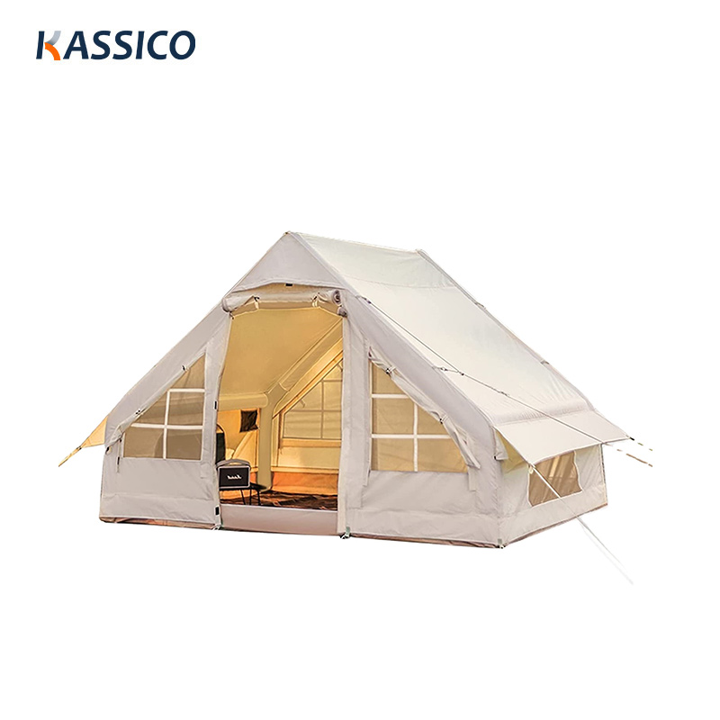 6.3/12㎡ Glamping Luxus-Aufblaszelt aus Segeltuch mit Luftmast