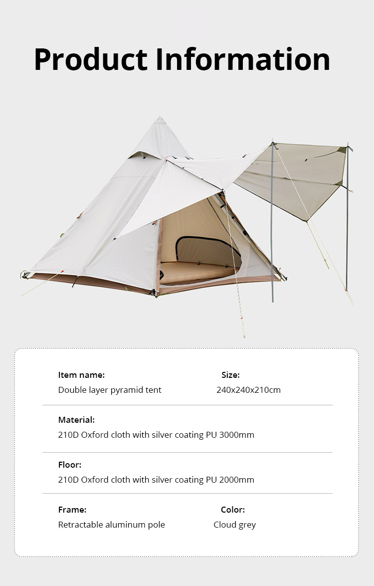 Doppellagiges Luxus-Pyramiden-Campingzelt mit Sonnenschutzdach