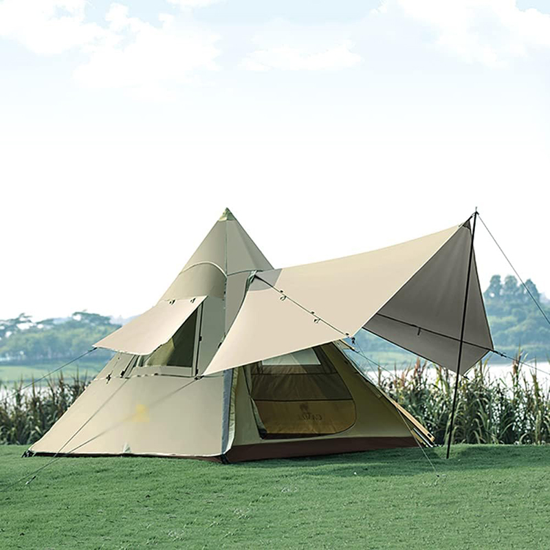 Doppellagiges Camping-Tipi-Zelt mit Baldachin für Reisen, Picknick, Festival