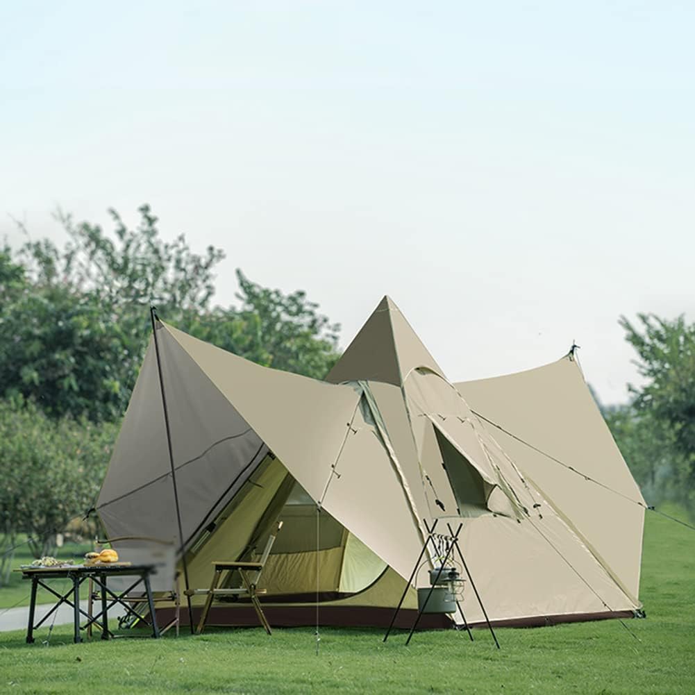 Doppellagiges Camping-Tipi-Zelt mit Baldachin für Reisen, Picknick, Festival