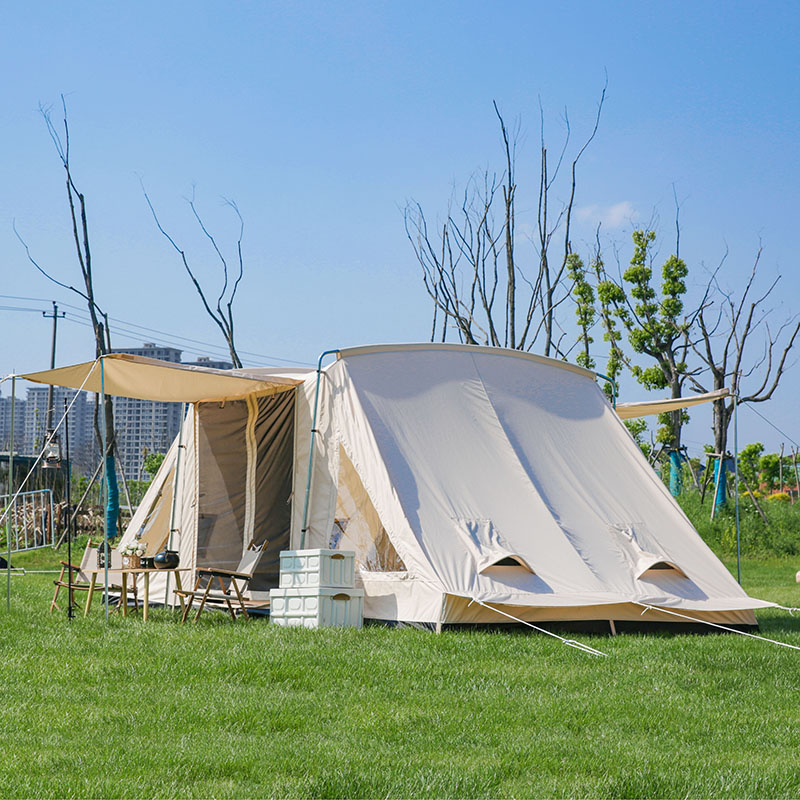 Tunnel-Familien-Glampingzelte aus Baumwollsegeltuch