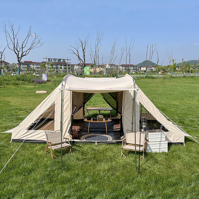 Tunnel-Familien-Glampingzelte aus Baumwollsegeltuch