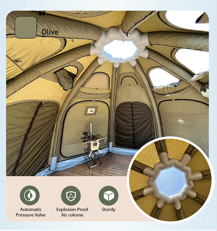 4x4M aufblasbares kreisförmiges Glamping-Zelt mit Sternenhimmel