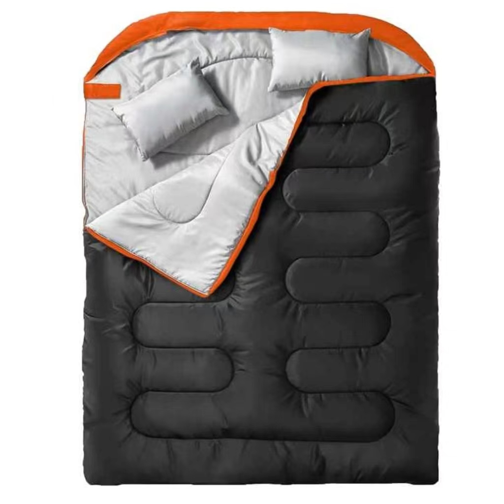 Wasserdichter Campingschlafsack für 2 Personen mit 2 Kissen
