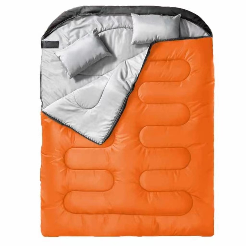 Wasserdichter Campingschlafsack für 2 Personen mit 2 Kissen