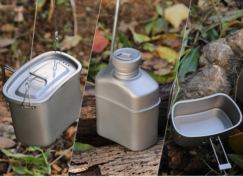 Wasserflasche Schüssel Wasserkocher Kochset Camping Essgeschirr