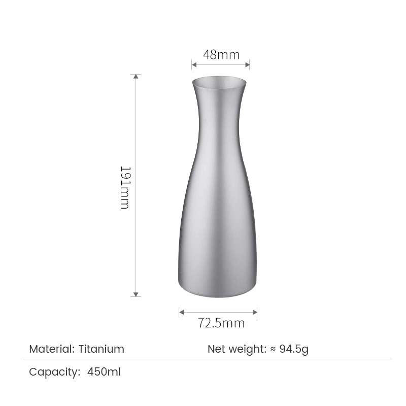 Japanische Sake-Flasche aus Titan, 450 ml/94.5 g