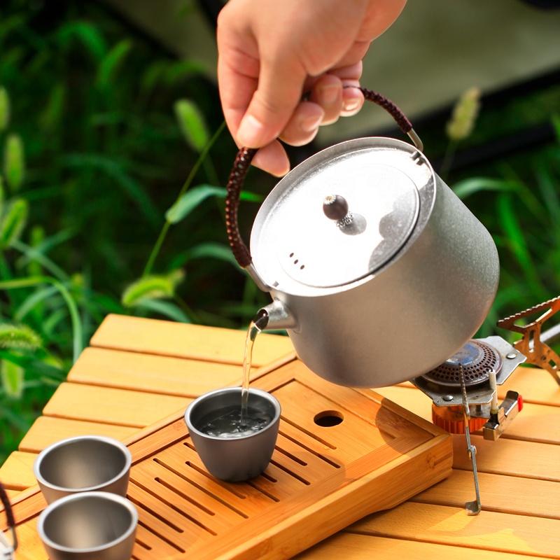 800ml Titan Wasserkocher mit Klappgriff & Filter Outdoor Camping Teekanne