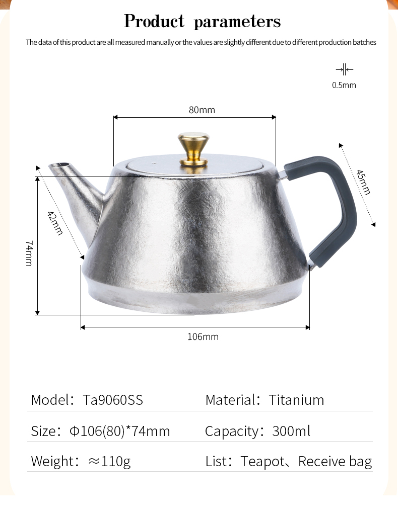Tragbarer ultraleichter Mini-Wasserkocher aus Titan