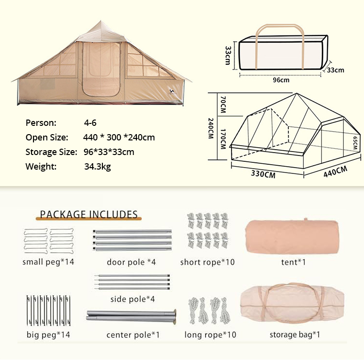 5x4M Outdoor Camping Touareg Rundzelt