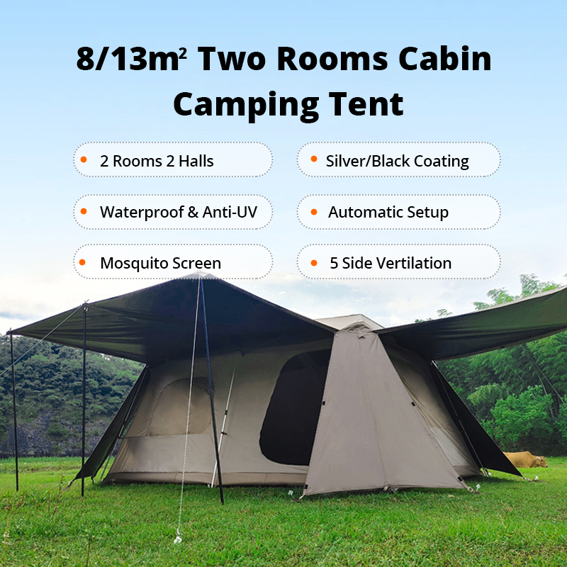 8/13 ㎡ Doppelschichtiges, wasserdichtes Beschichtungs-Campingzelt