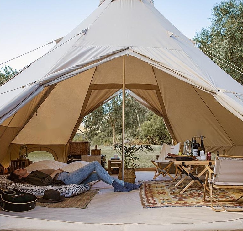 Großes Pyramiden-Glamping-Campingzelt, Jurten-Glockenzelt
