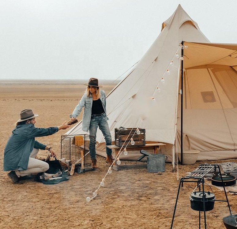 Großes Pyramiden-Glamping-Campingzelt, Jurten-Glockenzelt