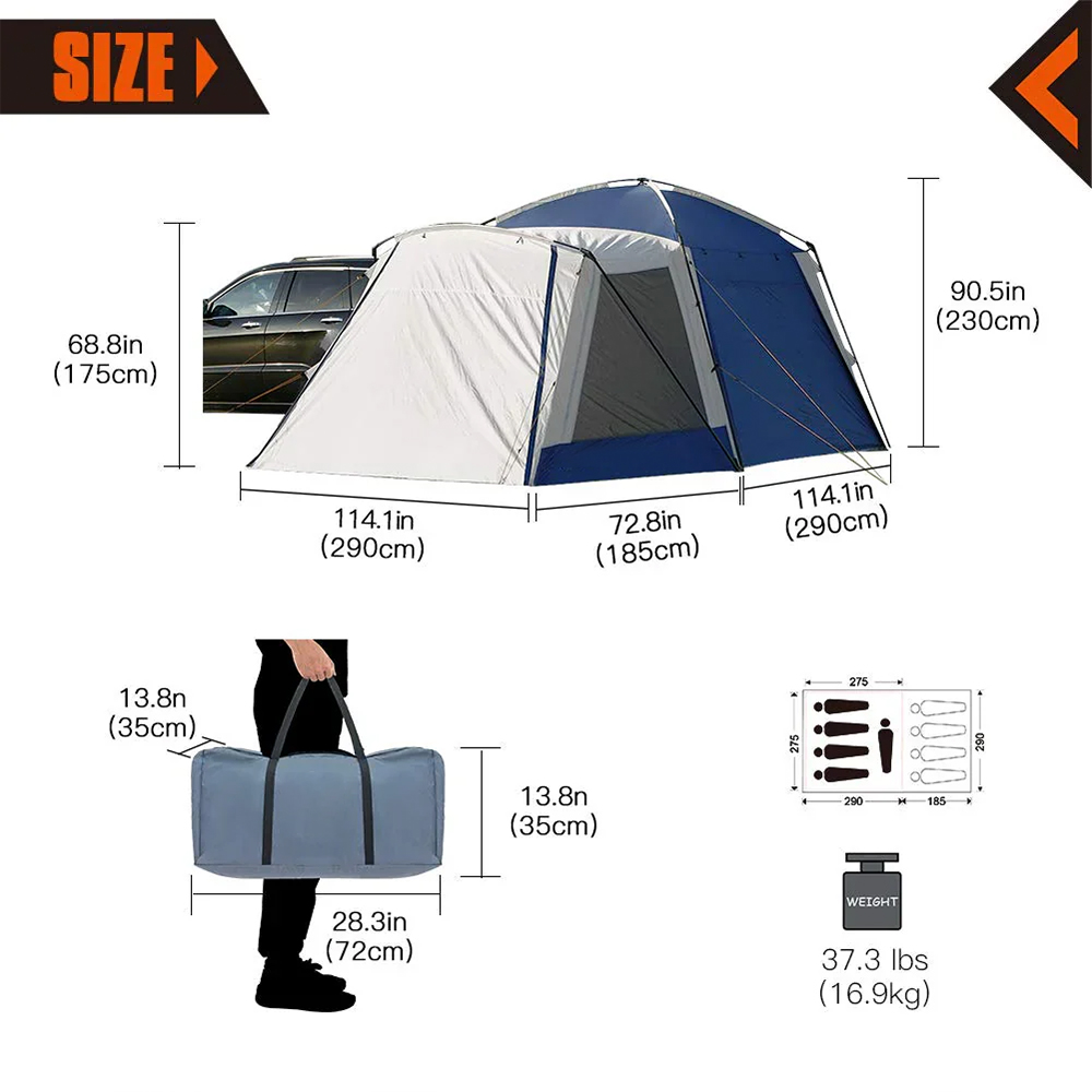 Vielseitiges Drei-Jahreszeiten-Campingwagen-Heckzelt